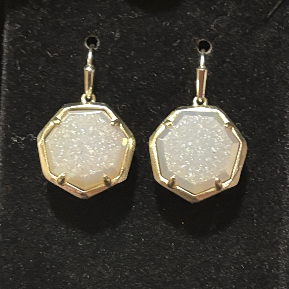 Kendra Scott Elegant Gold and White Dangle Earrings